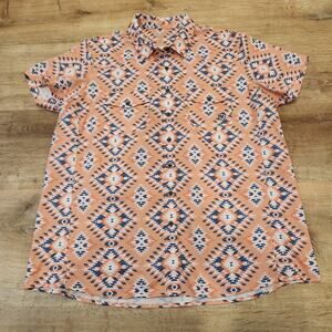 Ariat Western VenTek Short Sleeve Shirt Womens XL Aztec Southwestern Orange